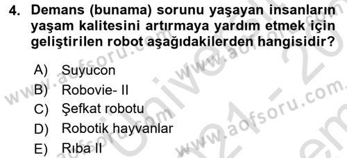 Evde Yaşlı Bakım Hizmetleri Dersi 2021 - 2022 Yılı (Final) Dönem Sonu Sınav Soruları 4. Soru