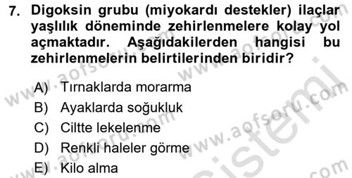 Evde Yaşlı Bakım Hizmetleri Dersi 2021 - 2022 Yılı (Final) Dönem Sonu Sınav Soruları 7. Soru