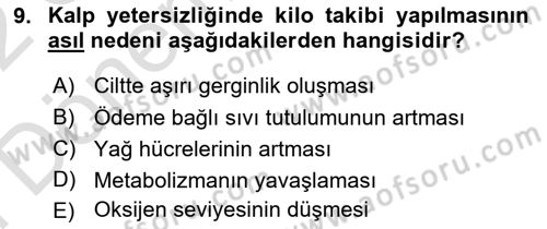 Evde Yaşlı Bakım Hizmetleri Dersi 2021 - 2022 Yılı (Final) Dönem Sonu Sınav Soruları 9. Soru