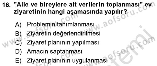 Evde Yaşlı Bakım Hizmetleri Dersi 2021 - 2022 Yılı Yaz Okulu Sınav Soruları 16. Soru