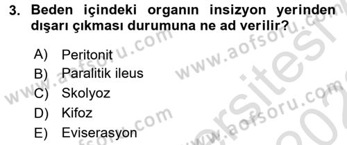 Evde Yaşlı Bakım Hizmetleri Dersi 2021 - 2022 Yılı Yaz Okulu Sınav Soruları 3. Soru