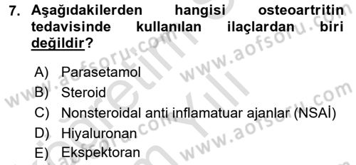 Evde Yaşlı Bakım Hizmetleri Dersi 2021 - 2022 Yılı Yaz Okulu Sınav Soruları 7. Soru