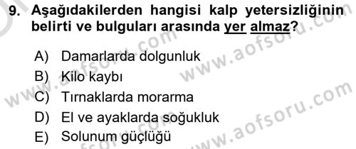 Evde Yaşlı Bakım Hizmetleri Dersi 2021 - 2022 Yılı Yaz Okulu Sınav Soruları 9. Soru