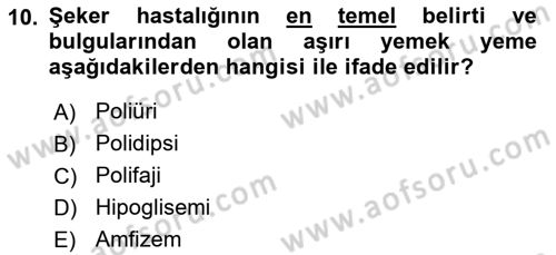 Evde Yaşlı Bakım Hizmetleri Dersi 2023 - 2024 Yılı (Vize) Ara Sınav Soruları 10. Soru