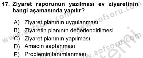 Evde Yaşlı Bakım Hizmetleri Dersi 2023 - 2024 Yılı (Vize) Ara Sınav Soruları 17. Soru