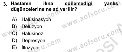 Evde Yaşlı Bakım Hizmetleri Dersi 2023 - 2024 Yılı (Vize) Ara Sınav Soruları 3. Soru