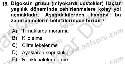 Evde Yaşlı Bakım Hizmetleri Dersi 2023 - 2024 Yılı (Final) Dönem Sonu Sınav Soruları 15. Soru