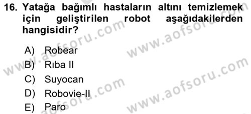 Evde Yaşlı Bakım Hizmetleri Dersi 2023 - 2024 Yılı (Final) Dönem Sonu Sınavı 16. Soru