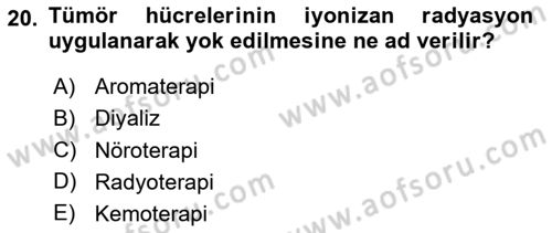 Evde Yaşlı Bakım Hizmetleri Dersi 2023 - 2024 Yılı (Final) Dönem Sonu Sınav Soruları 20. Soru