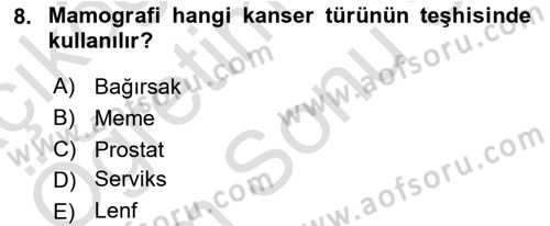 Evde Yaşlı Bakım Hizmetleri Dersi 2023 - 2024 Yılı (Final) Dönem Sonu Sınav Soruları 8. Soru
