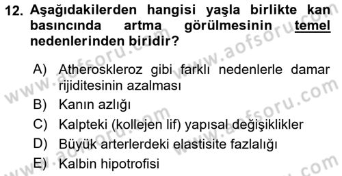 Evde Yaşlı Bakım Hizmetleri Dersi 2023 - 2024 Yılı Yaz Okulu Sınav Soruları 12. Soru