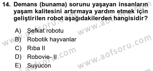 Evde Yaşlı Bakım Hizmetleri Dersi 2023 - 2024 Yılı Yaz Okulu Sınav Soruları 14. Soru