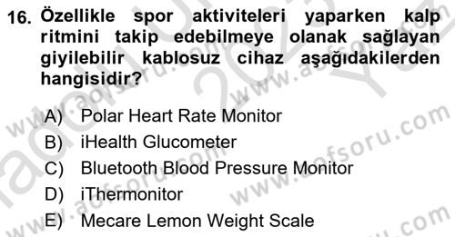 Evde Yaşlı Bakım Hizmetleri Dersi 2023 - 2024 Yılı Yaz Okulu Sınav Soruları 16. Soru