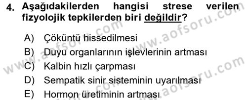 Yaşlılarda Çatışma Ve Stres Yönetimi 1 Dersi 2016 - 2017 Yılı 3 Ders Sınav Soruları 4. Soru