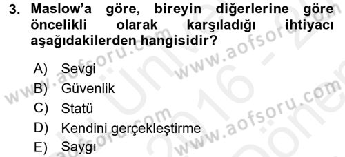 Yaşlılarda Çatışma Ve Stres Yönetimi 1 Dersi 2016 - 2017 Yılı (Final) Dönem Sonu Sınav Soruları 3. Soru