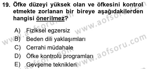 Yaşlılarda Çatışma Ve Stres Yönetimi 1 Dersi 2017 - 2018 Yılı 3 Ders Sınav Soruları 19. Soru