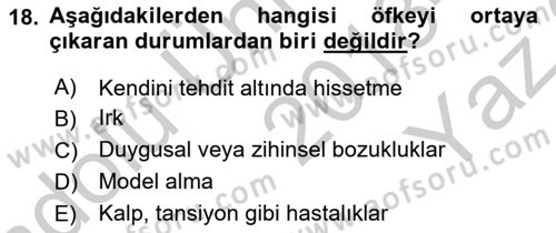 Yaşlılarda Çatışma Ve Stres Yönetimi 1 Dersi 2018 - 2019 Yılı Yaz Okulu Sınav Soruları 18. Soru