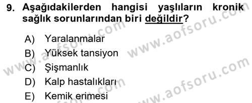 Yaşlılarda Çatışma Ve Stres Yönetimi 1 Dersi 2018 - 2019 Yılı Yaz Okulu Sınav Soruları 9. Soru