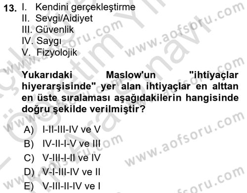 Yaşlılarda Çatışma Ve Stres Yönetimi 1 Dersi 2021 - 2022 Yılı (Vize) Ara Sınav Soruları 13. Soru