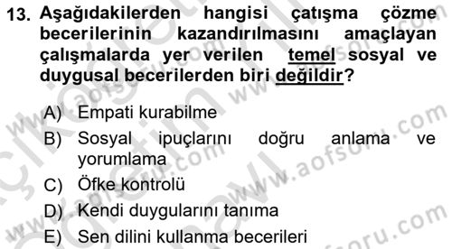 Yaşlılarda Çatışma Ve Stres Yönetimi 1 Dersi 2021 - 2022 Yılı Yaz Okulu Sınav Soruları 13. Soru