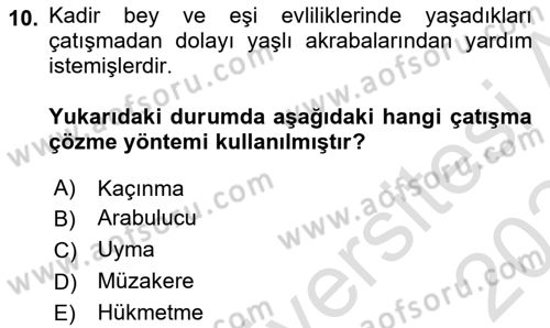 Yaşlılarda Çatışma Ve Stres Yönetimi 1 Dersi 2023 - 2024 Yılı (Final) Dönem Sonu Sınavı 10. Soru