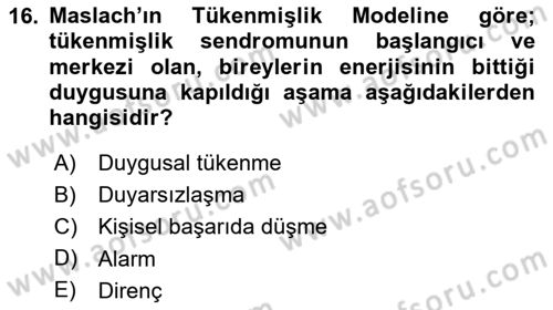 Yaşlılarda Çatışma Ve Stres Yönetimi 1 Dersi 2023 - 2024 Yılı (Final) Dönem Sonu Sınavı 16. Soru