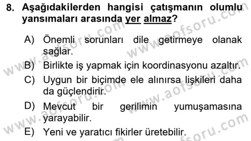 Yaşlılarda Çatışma Ve Stres Yönetimi 1 Dersi 2023 - 2024 Yılı (Final) Dönem Sonu Sınavı 8. Soru