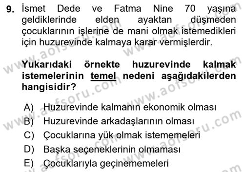 Yaşlılarda Çatışma Ve Stres Yönetimi 1 Dersi 2025 - 2026 Yılı (Vize) Ara Sınav Soruları 9. Soru