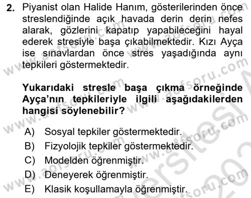 Yaşlılarda Çatışma Ve Stres Yönetimi 1 Dersi 2025 - 2026 Yılı (Final) Dönem Sonu Sınav Soruları 2. Soru