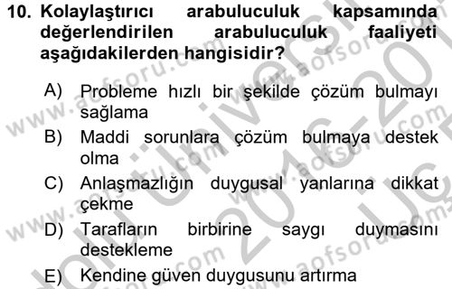Yaşlılarda Çatışma Ve Stres Yönetimi 2 Dersi 2016 - 2017 Yılı 3 Ders Sınav Soruları 10. Soru