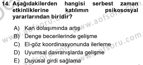 Yaşlılarda Çatışma Ve Stres Yönetimi 2 Dersi 2016 - 2017 Yılı 3 Ders Sınav Soruları 14. Soru