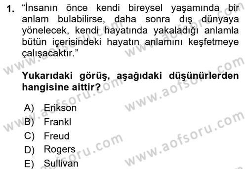 Yaşlılarda Çatışma Ve Stres Yönetimi 2 Dersi 2016 - 2017 Yılı (Vize) Ara Sınav Soruları 1. Soru