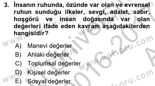 Yaşlılarda Çatışma Ve Stres Yönetimi 2 Dersi 2016 - 2017 Yılı (Vize) Ara Sınav Soruları 3. Soru