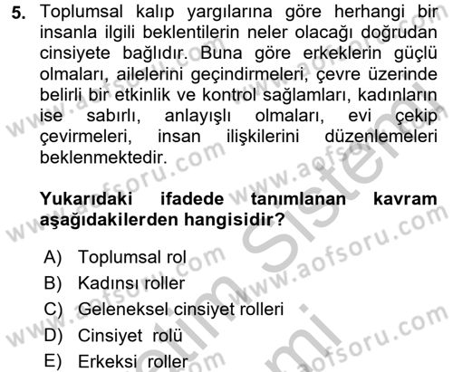 Yaşlılarda Çatışma Ve Stres Yönetimi 2 Dersi 2016 - 2017 Yılı (Vize) Ara Sınav Soruları 5. Soru