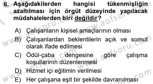 Yaşlılarda Çatışma Ve Stres Yönetimi 2 Dersi 2016 - 2017 Yılı (Final) Dönem Sonu Sınav Soruları 6. Soru