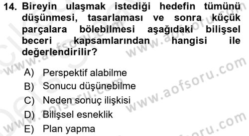 Yaşlılarda Çatışma Ve Stres Yönetimi 2 Dersi 2017 - 2018 Yılı 3 Ders Sınavı 14. Soru