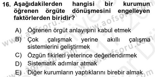 Yaşlılarda Çatışma Ve Stres Yönetimi 2 Dersi 2017 - 2018 Yılı (Vize) Ara Sınav Soruları 16. Soru