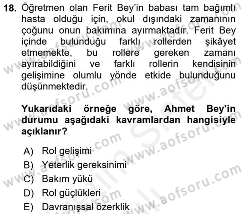 Yaşlılarda Çatışma Ve Stres Yönetimi 2 Dersi Ara Sınavı Deneme Sınav Soruları 18. Soru