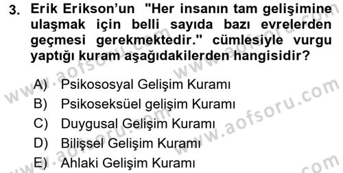 Yaşlılarda Çatışma Ve Stres Yönetimi 2 Dersi 2017 - 2018 Yılı (Vize) Ara Sınav Soruları 3. Soru
