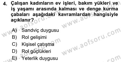 Yaşlılarda Çatışma Ve Stres Yönetimi 2 Dersi 2017 - 2018 Yılı (Final) Dönem Sonu Sınav Soruları 4. Soru