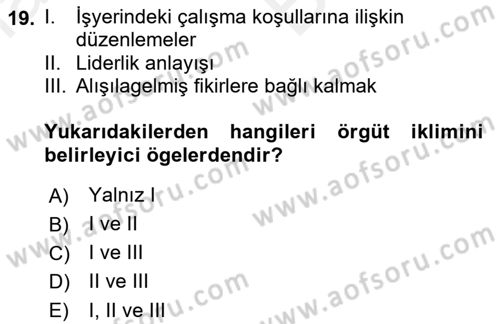 Yaşlılarda Çatışma Ve Stres Yönetimi 2 Dersi 2018 - 2019 Yılı (Vize) Ara Sınav Soruları 19. Soru