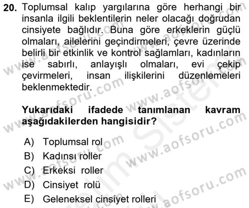 Yaşlılarda Çatışma Ve Stres Yönetimi 2 Dersi 2018 - 2019 Yılı (Vize) Ara Sınav Soruları 20. Soru