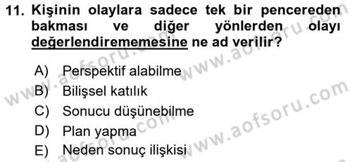 Yaşlılarda Çatışma Ve Stres Yönetimi 2 Dersi 2018 - 2019 Yılı (Final) Dönem Sonu Sınav Soruları 11. Soru