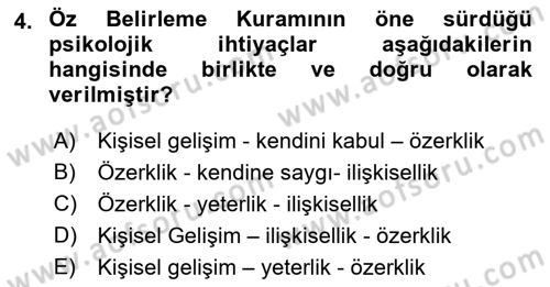 Yaşlılarda Çatışma Ve Stres Yönetimi 2 Dersi 2018 - 2019 Yılı (Final) Dönem Sonu Sınav Soruları 4. Soru