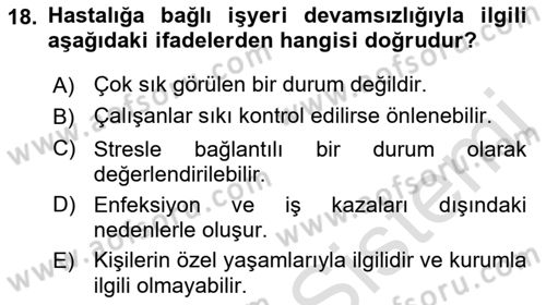 Yaşlılarda Çatışma Ve Stres Yönetimi 2 Dersi 2019 - 2020 Yılı (Vize) Ara Sınavı 18. Soru