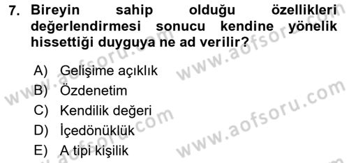 Yaşlılarda Çatışma Ve Stres Yönetimi 2 Dersi Ara Sınavı Deneme Sınav Soruları 7. Soru