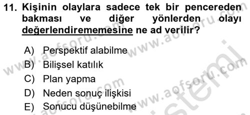 Yaşlılarda Çatışma Ve Stres Yönetimi 2 Dersi 2019 - 2020 Yılı (Final) Dönem Sonu Sınav Soruları 11. Soru