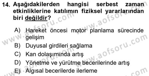Yaşlılarda Çatışma Ve Stres Yönetimi 2 Dersi 2019 - 2020 Yılı (Final) Dönem Sonu Sınav Soruları 14. Soru