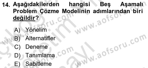 Yaşlılarda Çatışma Ve Stres Yönetimi 2 Dersi 2020 - 2021 Yılı Yaz Okulu Sınav Soruları 14. Soru