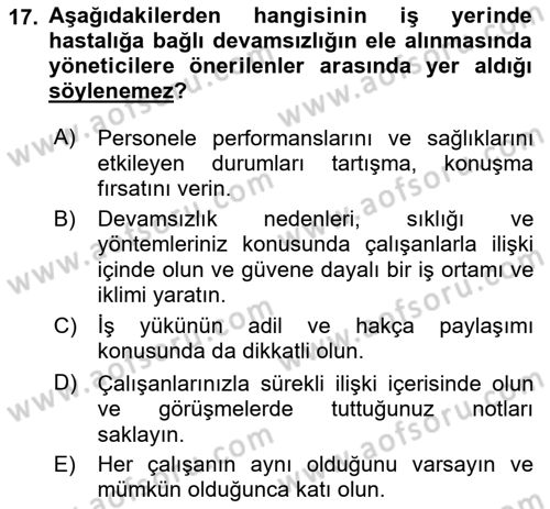 Yaşlılarda Çatışma Ve Stres Yönetimi 2 Dersi 2022 - 2023 Yılı (Vize) Ara Sınav Soruları 17. Soru
